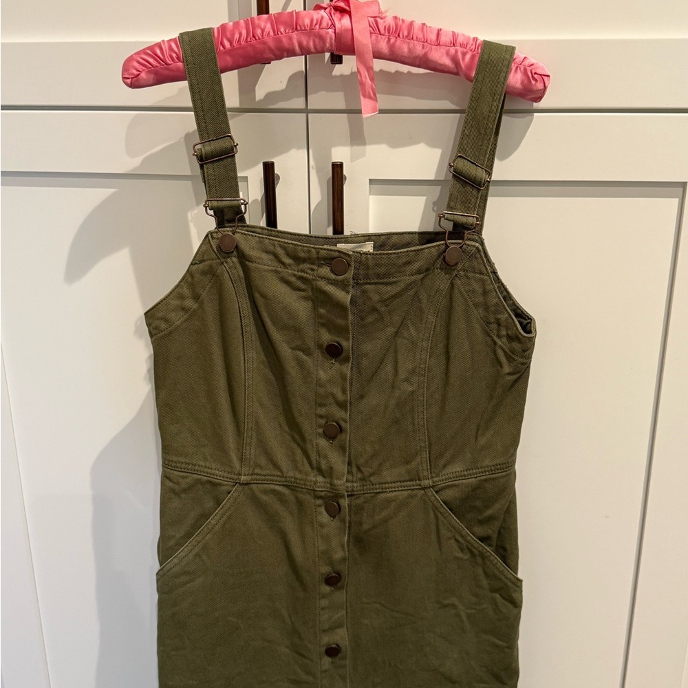 People Tree Olive Green Overalls Denim Skirt